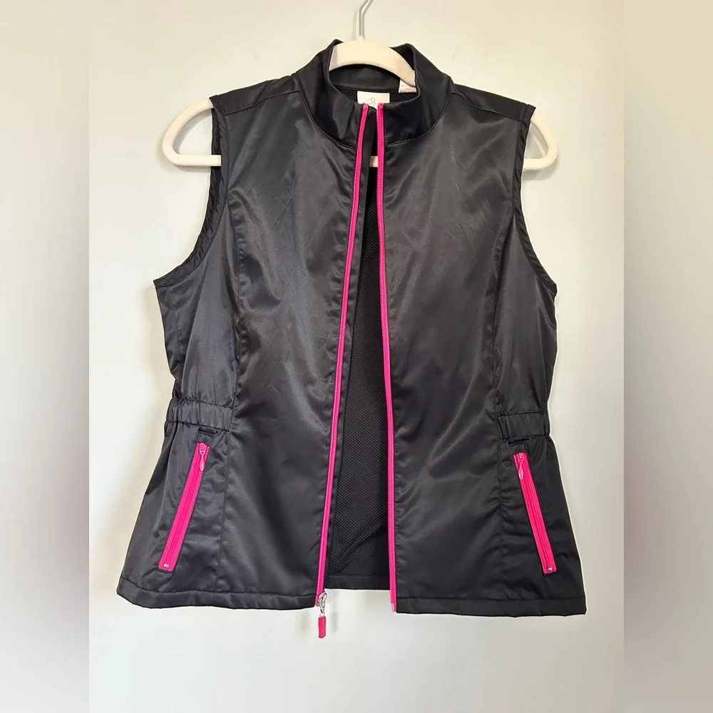 EP Pro Poppy‎ Hills Golf Vest  Women's Size Small Black with Pink Accents
